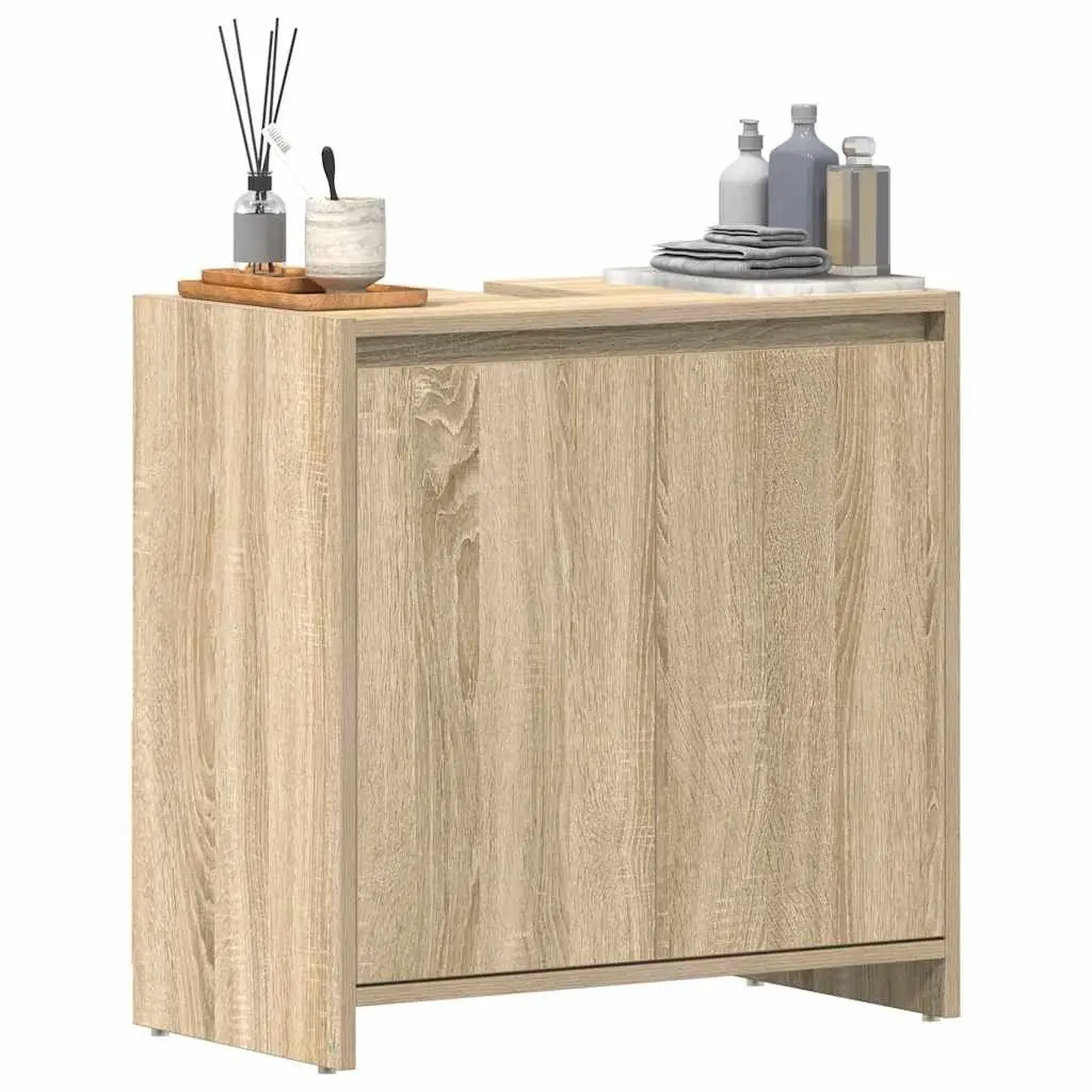 Bathroom Cabinet Brown Engineered Wood Storage Cupboard with Doors 60 x 33 x 61 cm