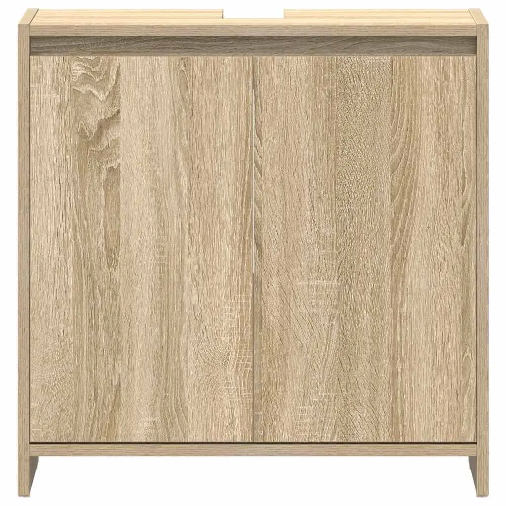 Bathroom Cabinet Brown Engineered Wood Storage Cupboard with Doors 60 x 33 x 61 cm
