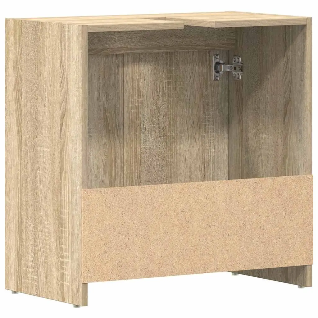 Bathroom Cabinet Brown Engineered Wood Storage Cupboard with Doors 60 x 33 x 61 cm