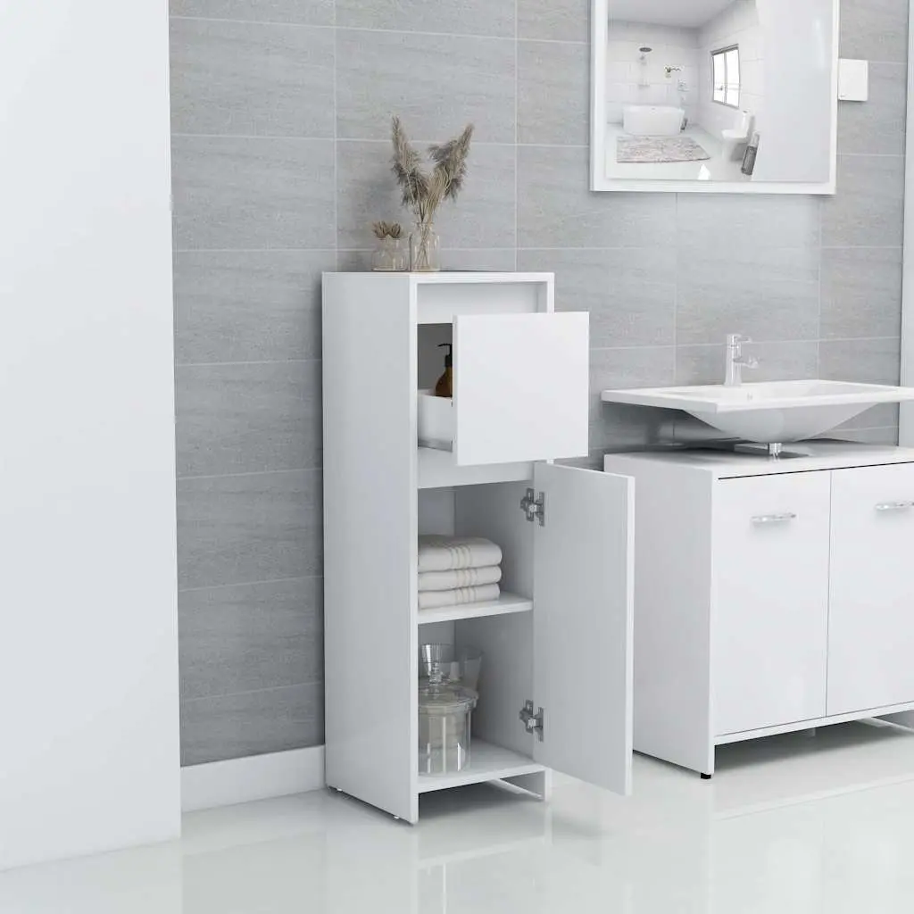Bathroom Cabinet White 30x30x95 cm Storage Cupboard Engineered Wood