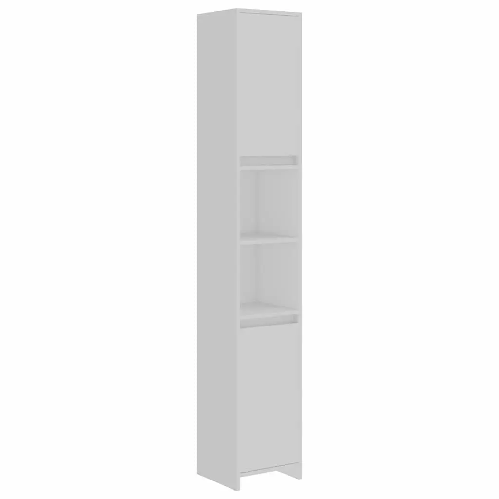 Bathroom Cabinet White Storage 6 Compartments 2 Doors Engineered Wood Cupboard 30 x 30 x 1835 cm