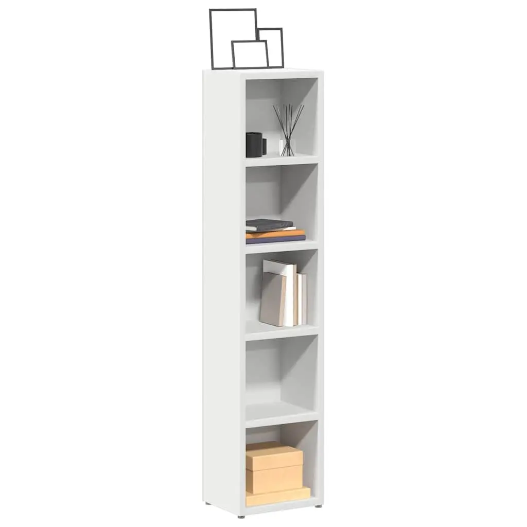 CD Storage Cabinet 2 Piece White Media Organizer Tall Slim for Living Room Bedroom Office