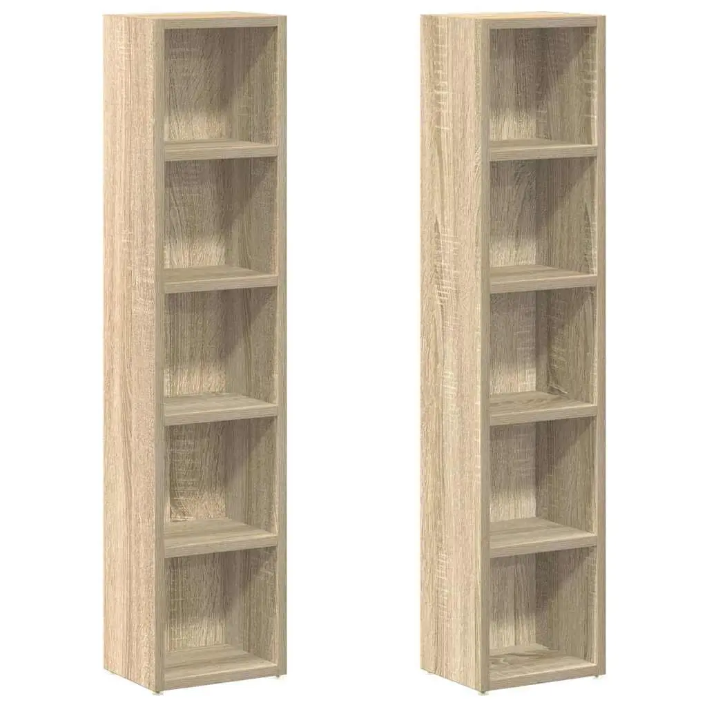 CD Cabinets for Media Storage 2 pcs Tall Slim Sonoma Oak