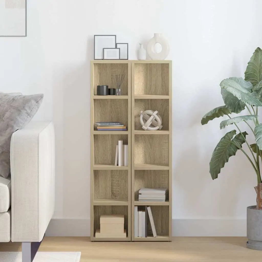 CD Cabinets for Media Storage 2 pcs Tall Slim Sonoma Oak
