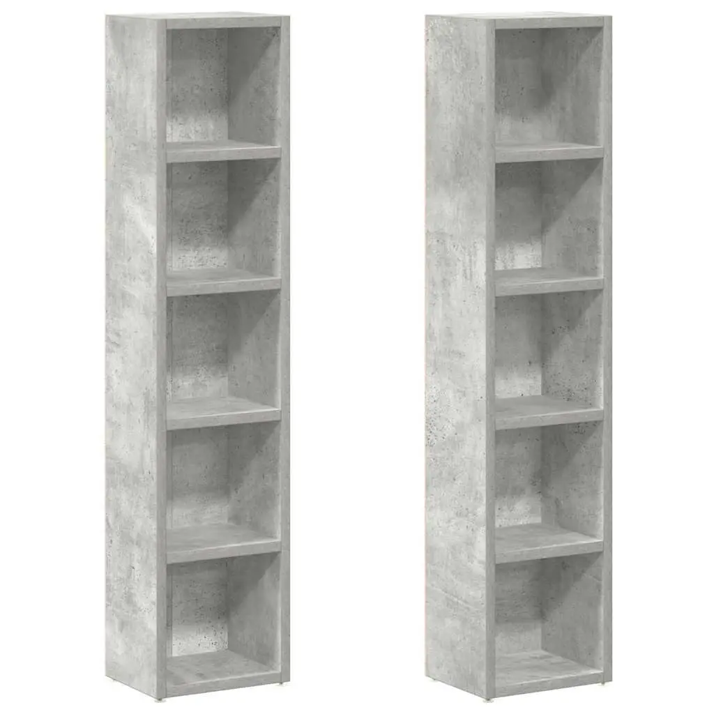 CD Storage Cabinet Living Room Concrete Grey 21x16x93.5cm 2 Piece