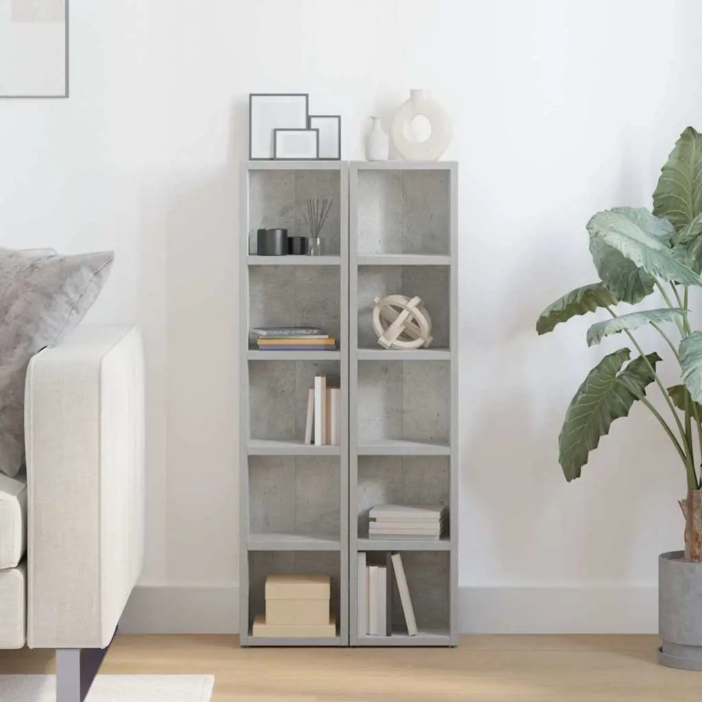 CD Storage Cabinet Living Room Concrete Grey 21x16x93.5cm 2 Piece