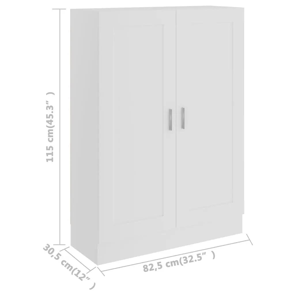 Book Cabinet Storage Unit for Home 82.5 x 30.5 x 115 cm White