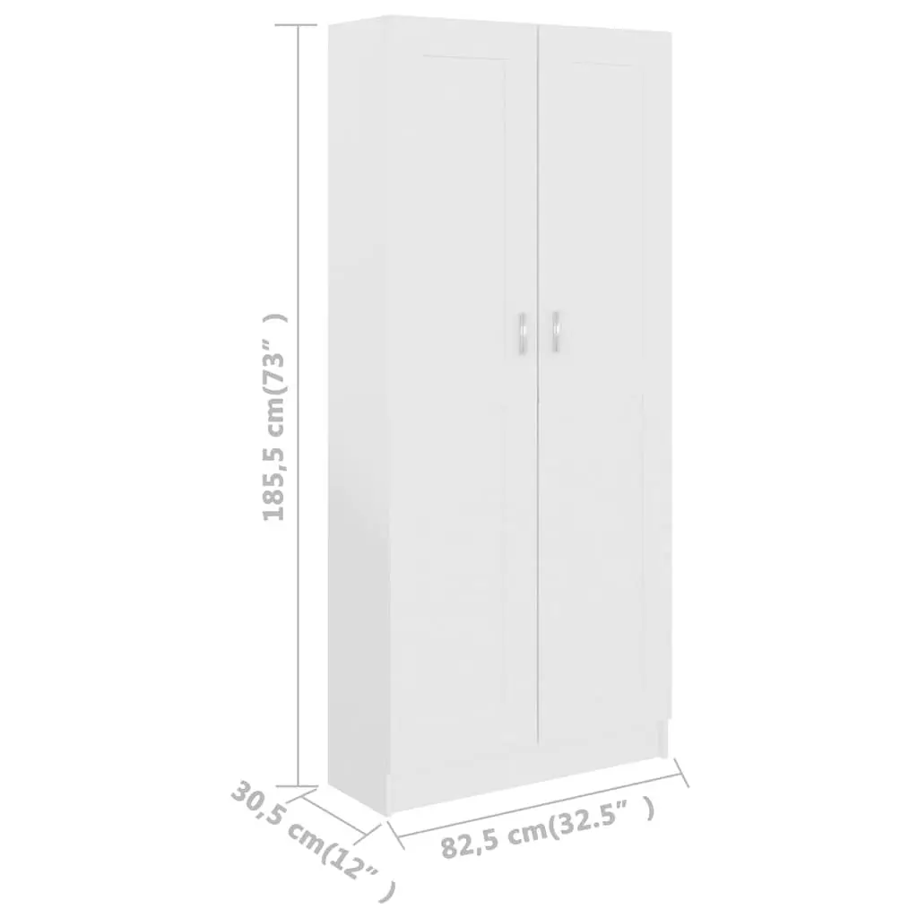 Book Cabinet White Bookcase 5 Compartments 2 Doors Storage Shelf Home Office