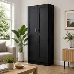 Book Cabinet Black 82.5x30.5x185.5 cm with 5 Compartments