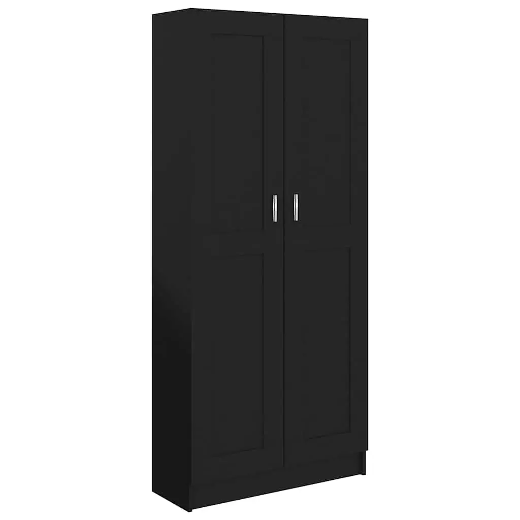 Book Cabinet for Living Room Bedroom Home Office Black 82.5x30.5x185.5 cm 5 Compartments 2 Doors