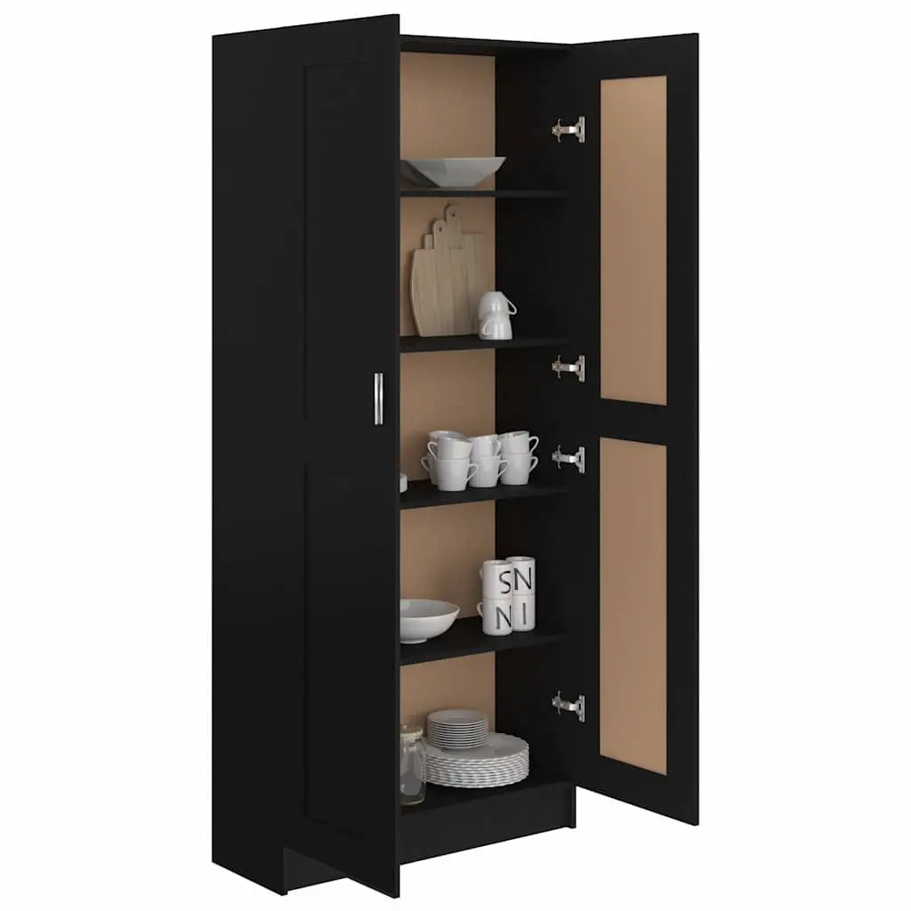 Book Cabinet for Living Room Bedroom Home Office Black 82.5x30.5x185.5 cm 5 Compartments 2 Doors