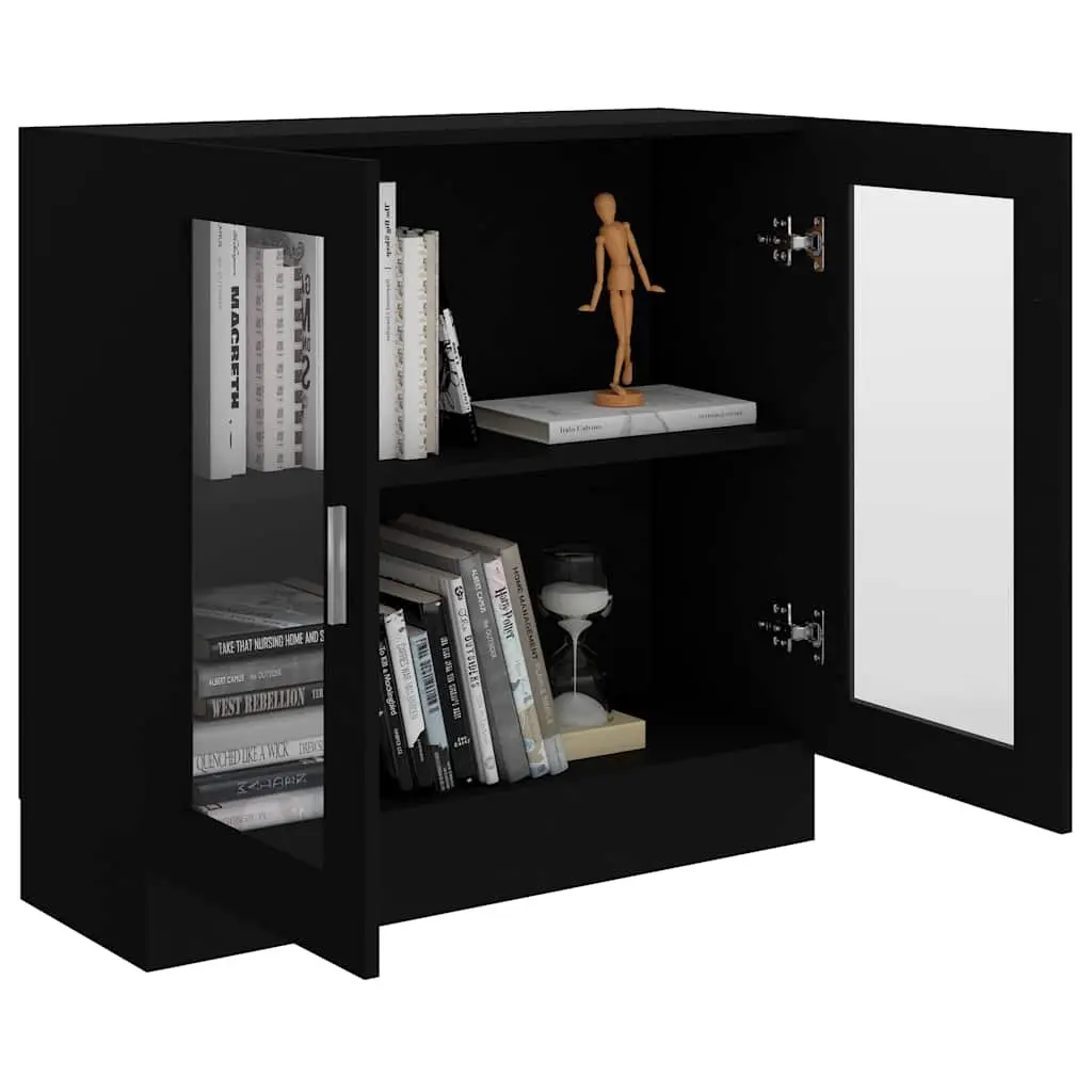 Display Cabinet Black Living Room 82.5x30.5x80cm Engineered Wood Bookshelf Storage Shelving
