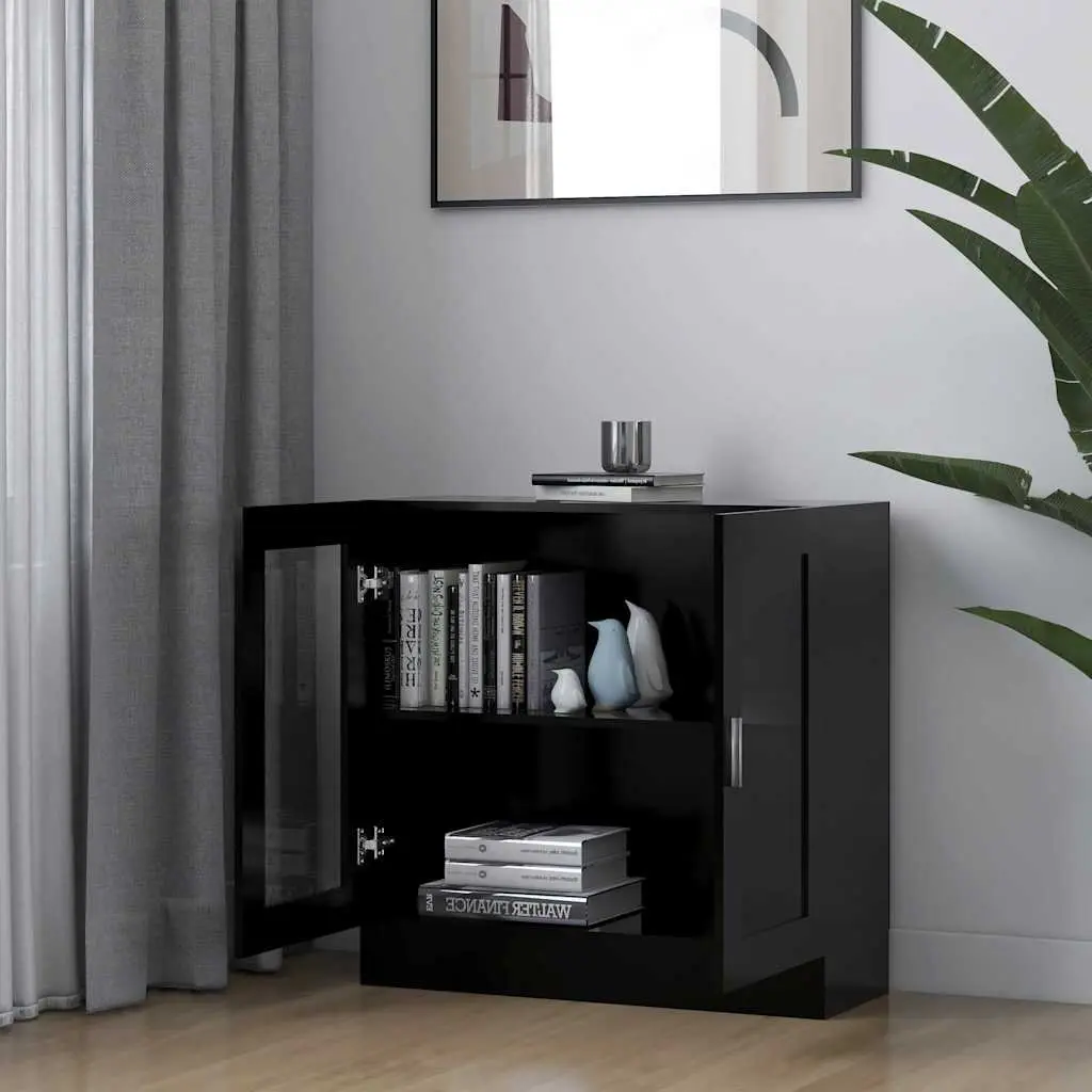 Display Cabinet Black Living Room 82.5x30.5x80cm Engineered Wood Bookshelf Storage Shelving