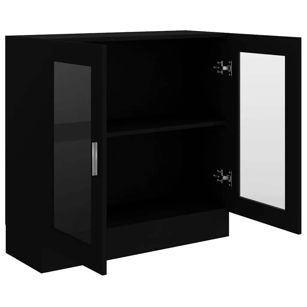 Display Cabinet Black Living Room 82.5x30.5x80cm Engineered Wood Bookshelf Storage Shelving