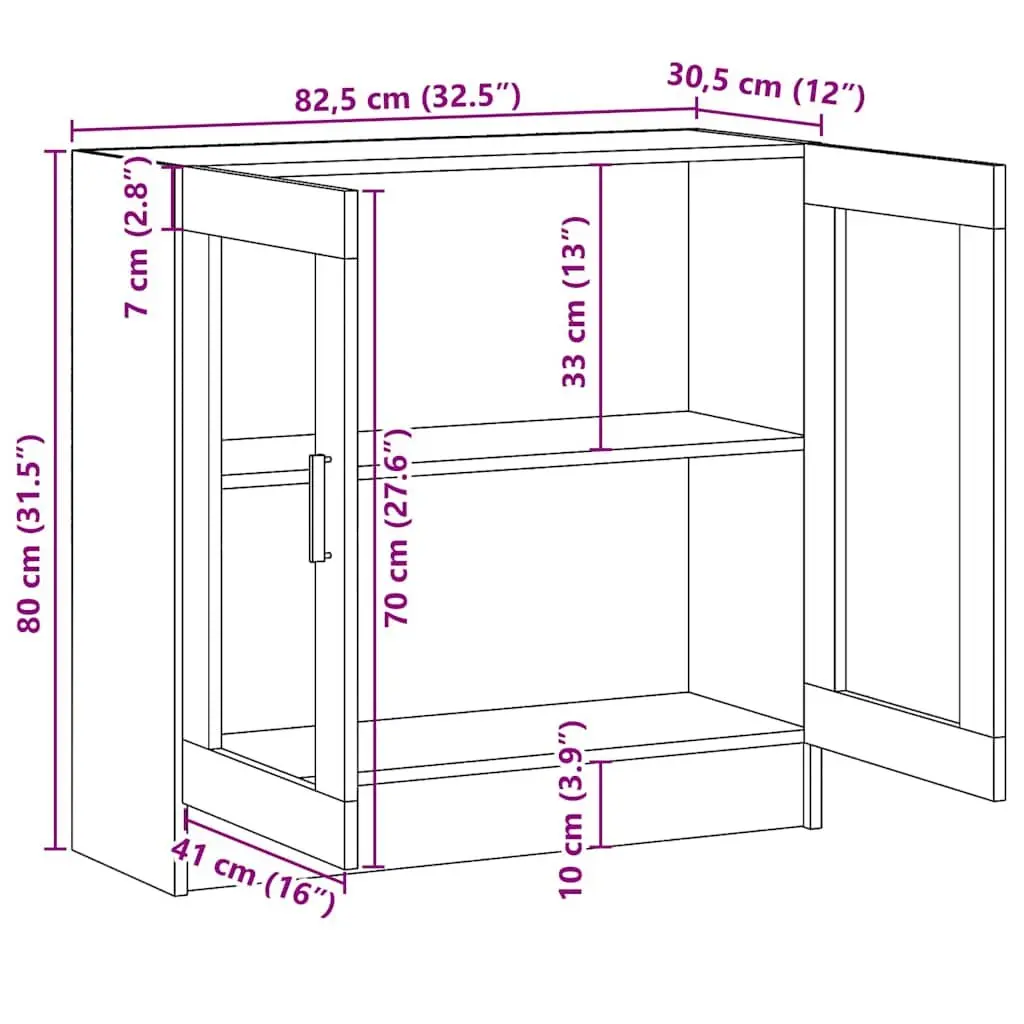 Display Cabinet Black Living Room 82.5x30.5x80cm Engineered Wood Bookshelf Storage Shelving