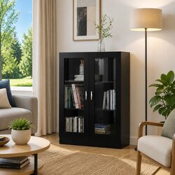 Black Vitrine Cabinet Dimensions: 82.5x30.5x115 cm