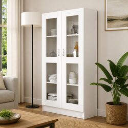 White Vitrine Cabinet Dimensions: 82.5x30.5x150cm