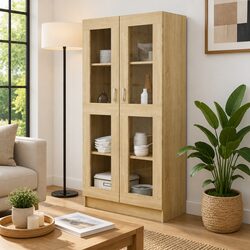 Vitrine Display Cabinet Dimensions: 82.5x30.5x150cm in Brown