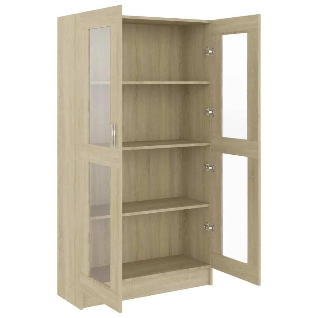 Vitrine Display Cabinet 82.5x30.5x150cm Brown Engineered Wood Bookcase Storage