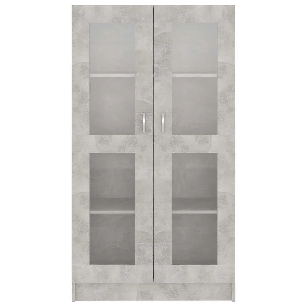 Vitrine Cabinet Grey Engineered Wood Storage Bookshelf 4 Compartments 2 Doors