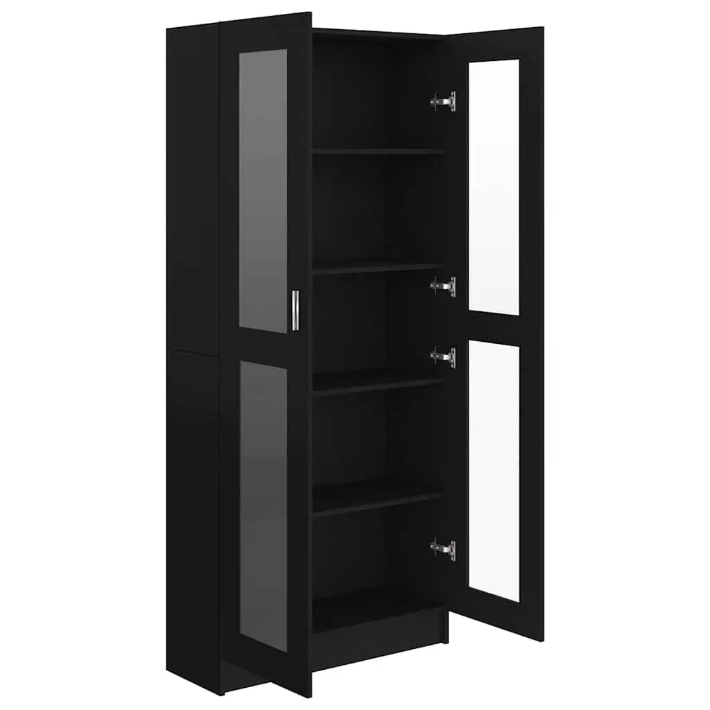 Display Cabinet Black 82.5x30.5x185cm Home Storage Vitrine 5 Compartments