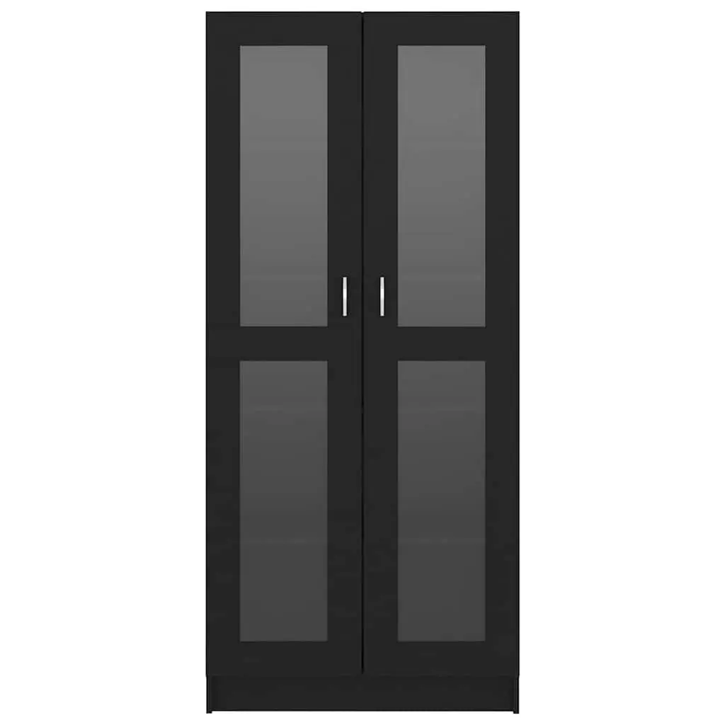 Display Cabinet Black 82.5x30.5x185cm Home Storage Vitrine 5 Compartments