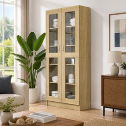 Vitrine Cabinet Specs: Brown Engineered Wood Bookshelf 82.5x30.5x185cm