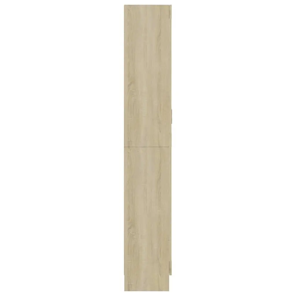 Vitrine Cabinet Brown Engineered Wood Bookshelf 82.5x30.5x185cm Storage Shelves