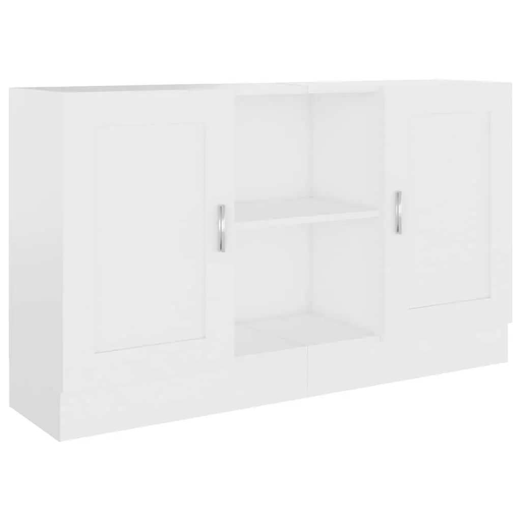 White Sideboard Storage Cabinet 120cm for Home Use with 2 Doors and Compartments Engineered Wood