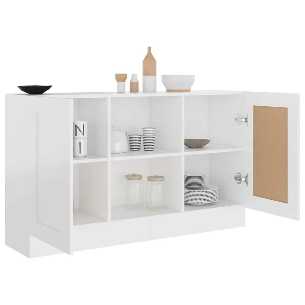 White Sideboard Storage Cabinet 120cm for Home Use with 2 Doors and Compartments Engineered Wood