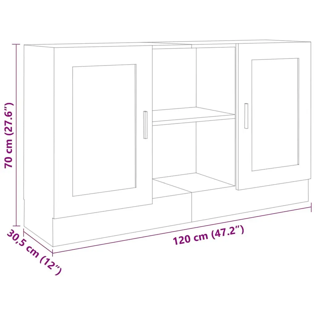 White Sideboard Storage Cabinet 120cm for Home Use with 2 Doors and Compartments Engineered Wood