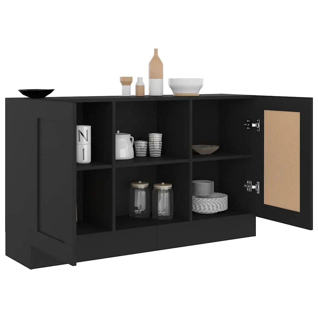 Sideboard Storage Cabinet for Home 120x30.5x70cm 2 Door 2 Compartment Engineered Wood Black