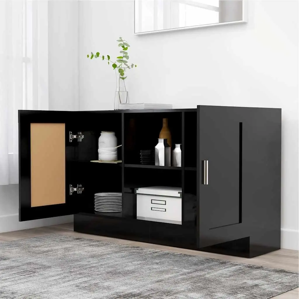 Sideboard Storage Cabinet for Home 120x30.5x70cm 2 Door 2 Compartment Engineered Wood Black