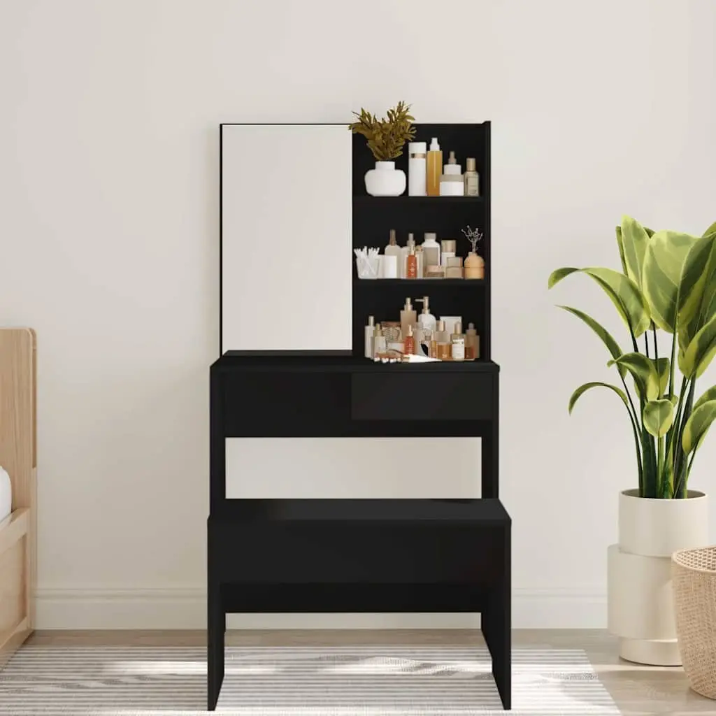 Dressing Table with Mirror Black Vanity Makeup Storage Dresser Bedroom Furniture