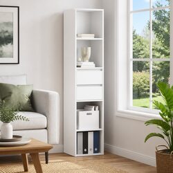 Book Cabinet Dimensions: 36 x 30 x 171 cm - White Finish