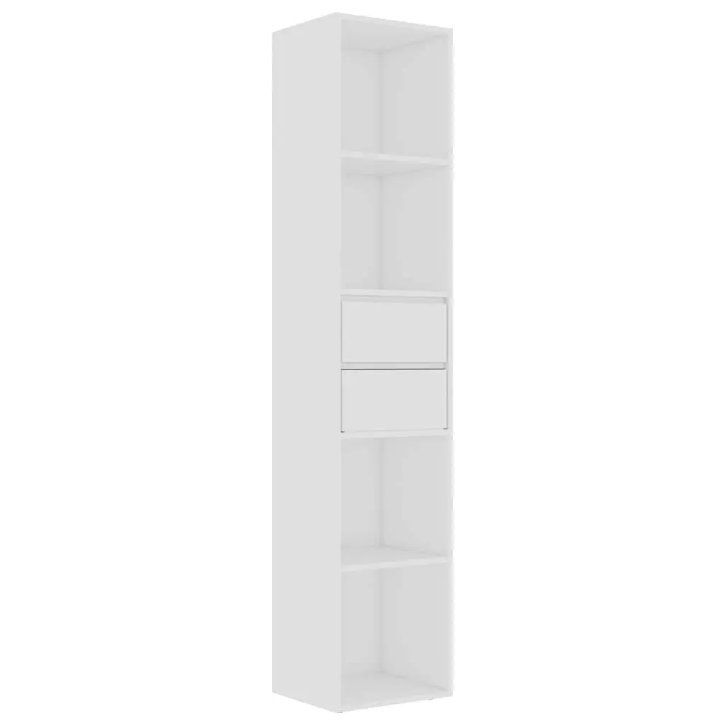 Wall-Mounted Book Cabinet White Storage Shelves Modern Engineered Wood Organizer for Living Room Bedroom Home Office 36 x 30 x 171 cm