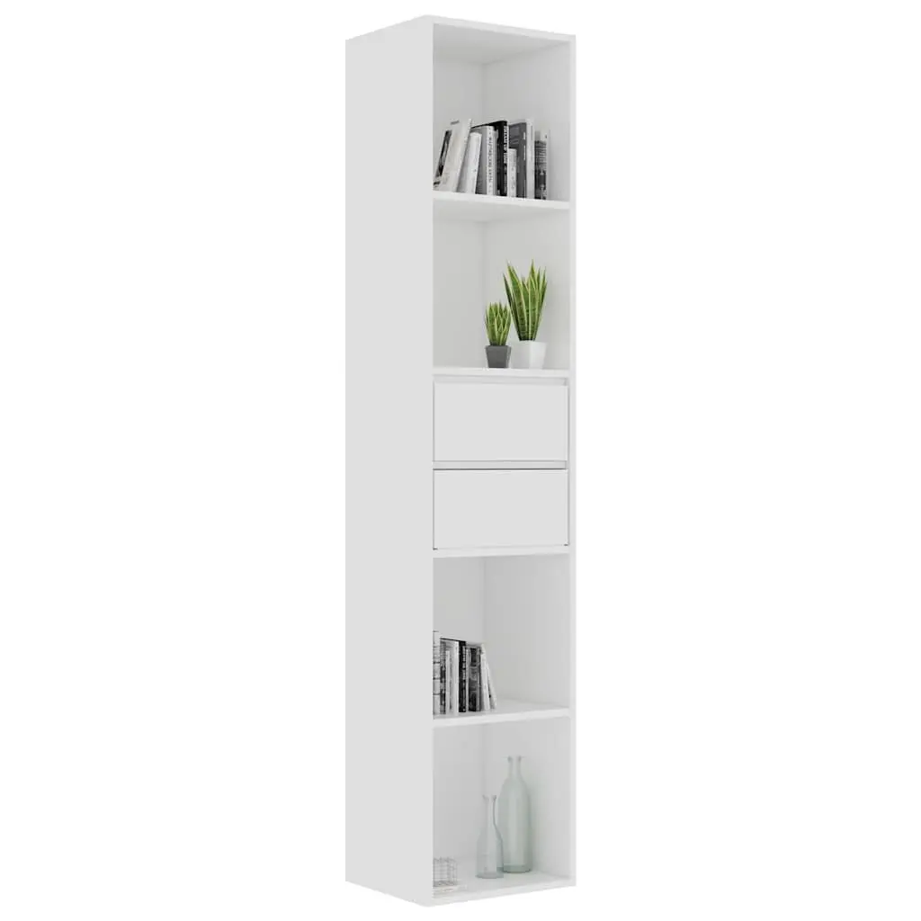 Wall-Mounted Book Cabinet White Storage Shelves Modern Engineered Wood Organizer for Living Room Bedroom Home Office 36 x 30 x 171 cm