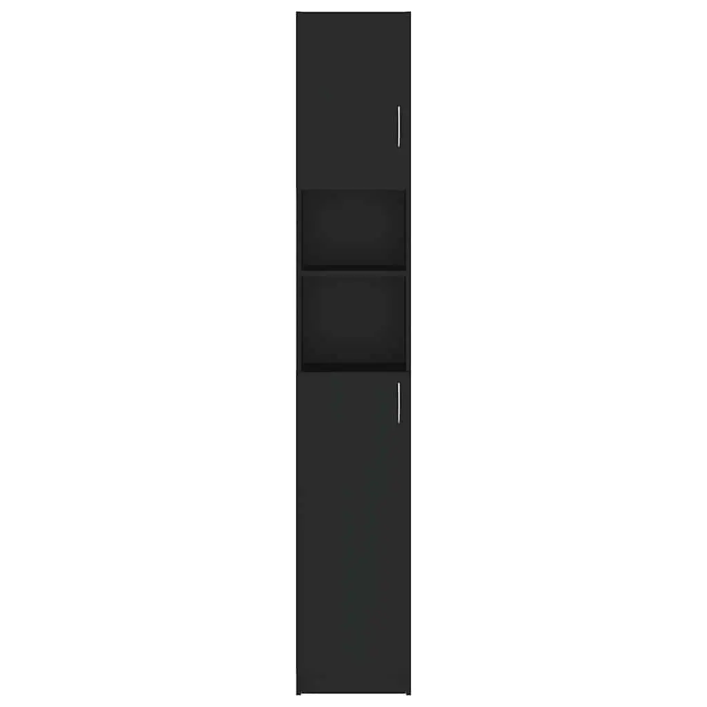 Tall Black Bathroom Cabinet with 4 Enclosed Shelves and 2 Open Shelves for Storage