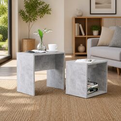 Coffee Table Set 2-Piece Nesting Grey Contemporary Living Room Accent Tables