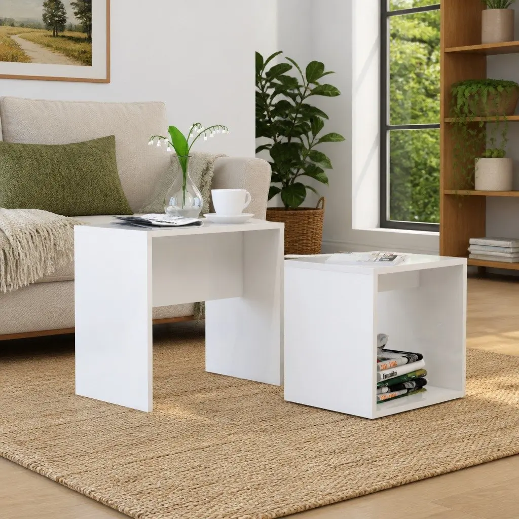 White High Gloss 2-Piece Coffee Table Set