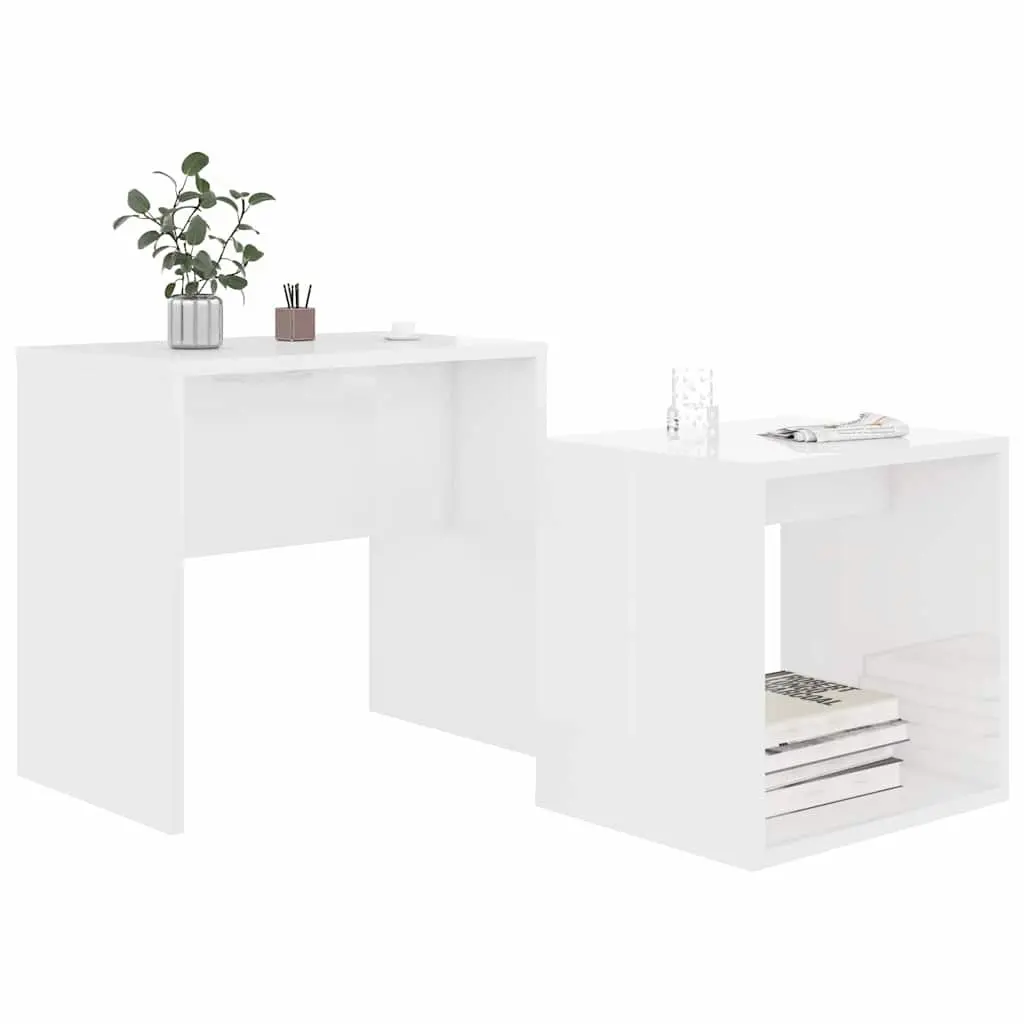 White High Gloss 2-Piece Coffee Table Set
