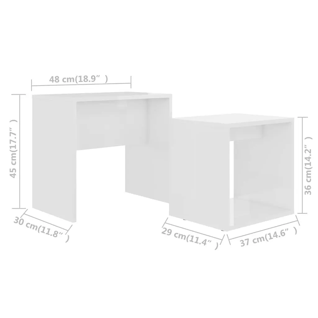 White High Gloss 2-Piece Coffee Table Set