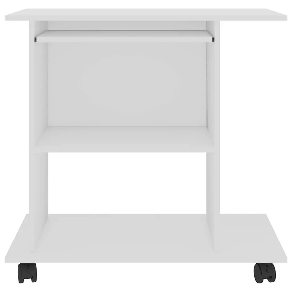 Computer Desk for Home Office 80x50x75cm White Laptop Desktop Workstation with Keyboard Shelf and Castors