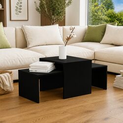 Coffee Table Set with Black Engineered Wood Dimensions