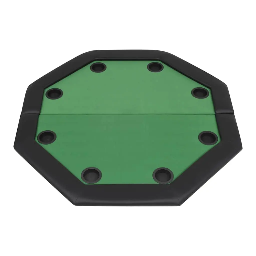 Folding Poker Table 8-Player Octagonal Games Table Green Cup Holders Padded Rim