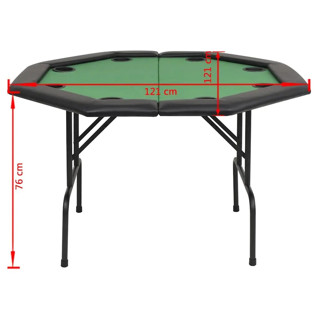 Folding Poker Table 8-Player Octagonal Games Table Green Cup Holders Padded Rim