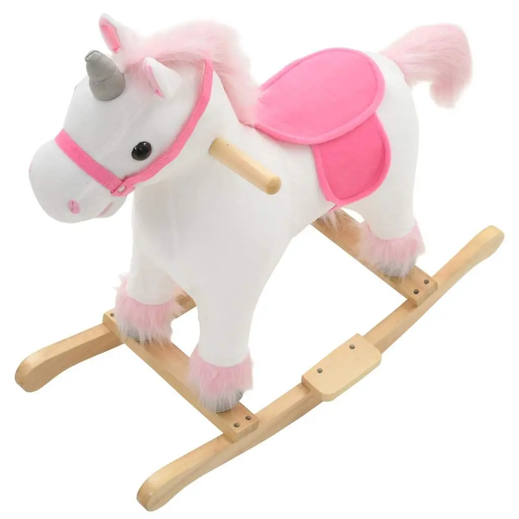 Rocking Unicorn Plush Toy Kids Playroom Furniture 65 x 32 x 58 cm