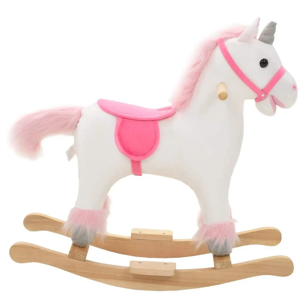 Rocking Unicorn Plush Toy Kids Playroom Furniture 65 x 32 x 58 cm