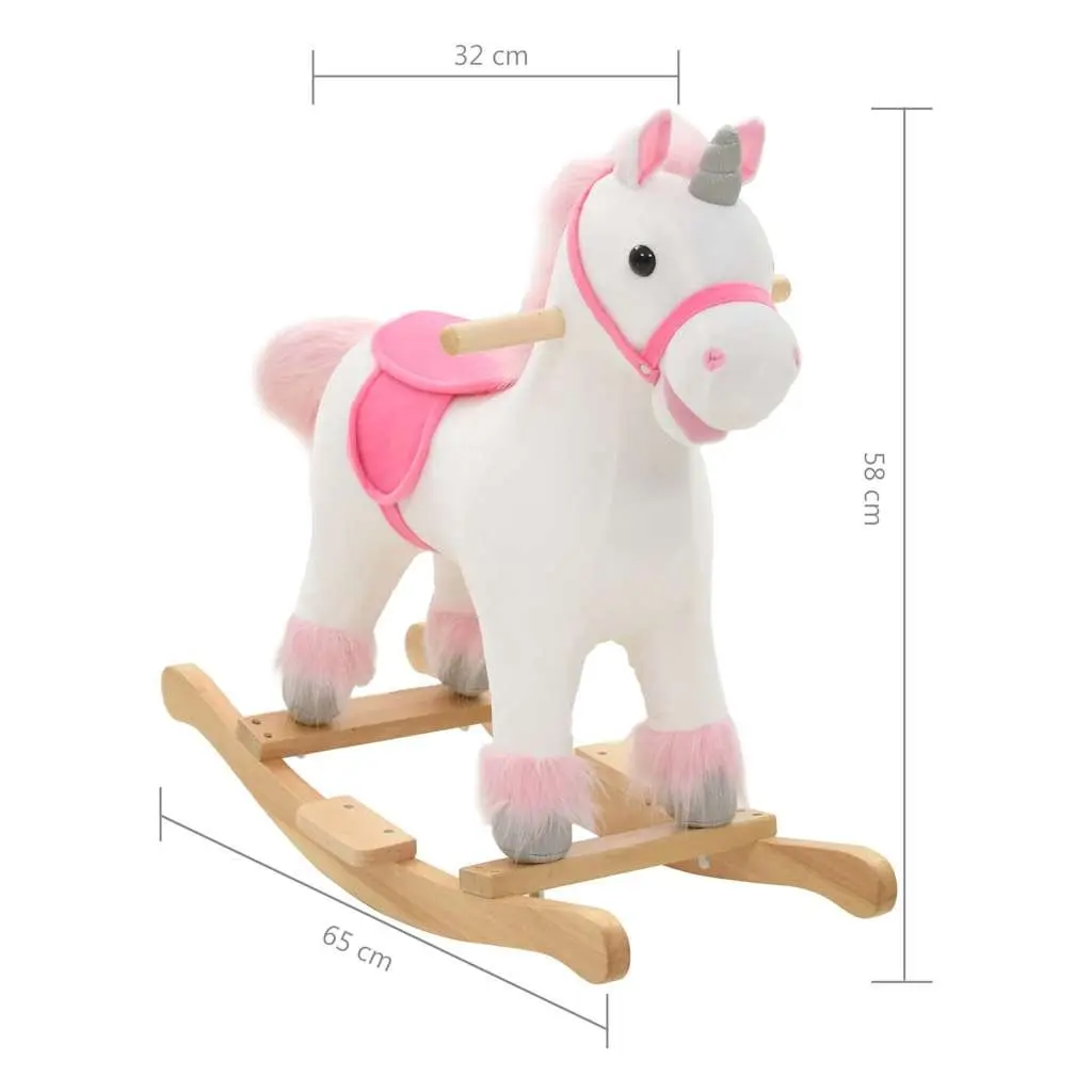 Rocking Unicorn Plush Toy Kids Playroom Furniture 65 x 32 x 58 cm