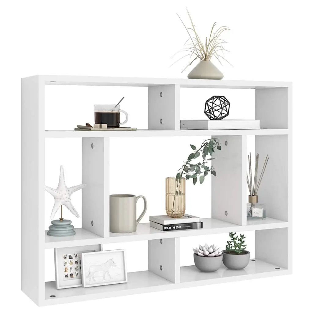 Wall Shelf for Home 75x16x55 cm White Storage Display Shelving Unit Open Compartments
